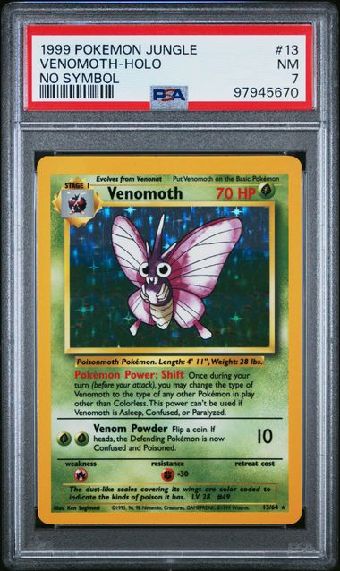 Venomoth (No Symbols) 13 64 Jungle PSA 7 97945670 For Sale