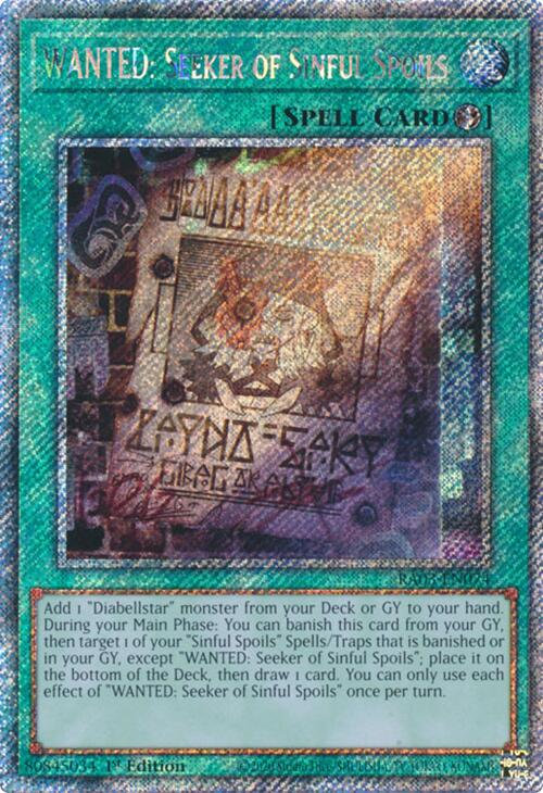 WANTED: Seeker of Sinful Spoils (Platinum Secret Rare) [RA03-EN074] Platinum Secret Rare Discount