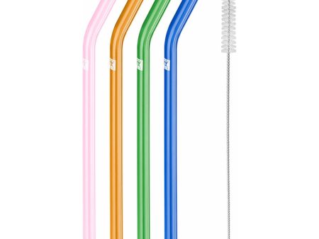 Zwilling Sorrento 5-pc Bent Glass Straw Set - Multi Color For Discount