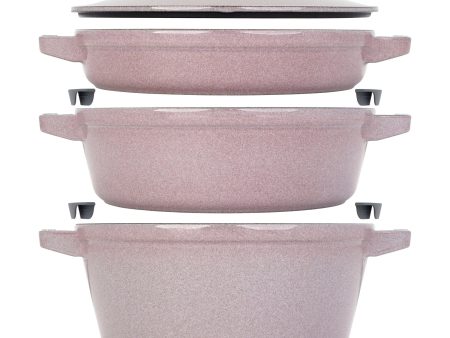 Staub Cast Iron Set 4-pc, Stackable Space-Saving Cookware Set, Dutch Oven with Lid, Lilac For Sale