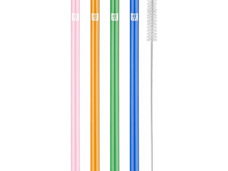 Zwilling Sorrento 5-pc Straight Glass Straw Set - Multi Color Hot on Sale