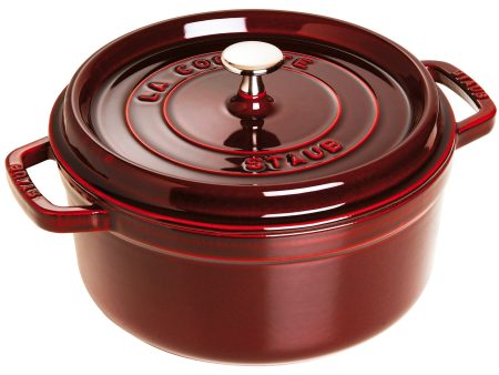 Staub Cast Iron 9-qt Round Cocotte - Grenadine Discount