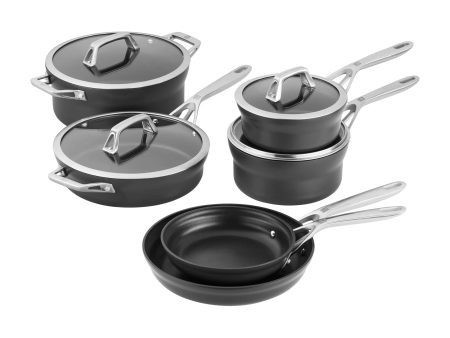 Zwilling Motion Nonstick Hard-Anodized 10-Piece Cookware Set in Grey, Dutch Oven, Fry pan, Saucepan on Sale