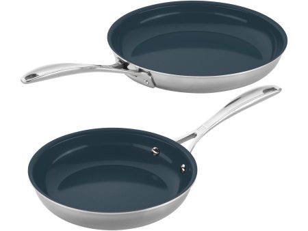 Zwilling Clad CFX 2-pc Stainless Steel Ceramic Nonstick 8-in & 10-in Fry Pan Set Hot on Sale