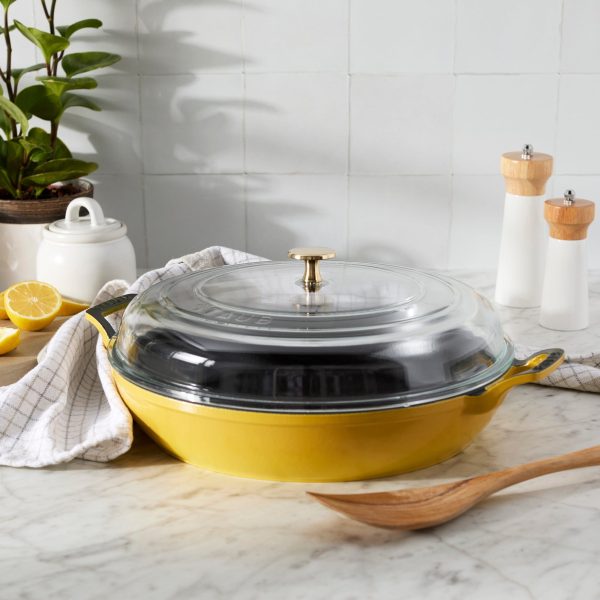 Staub Cast Iron 3.5-qt Braiser with Glass Lid - Citron Hot on Sale