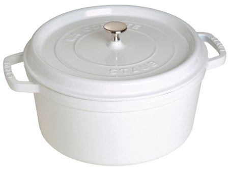 Staub Cast Iron Round Cocotte, Dutch Oven, 7-quart, serves 7-8, Made in France, White Online Sale