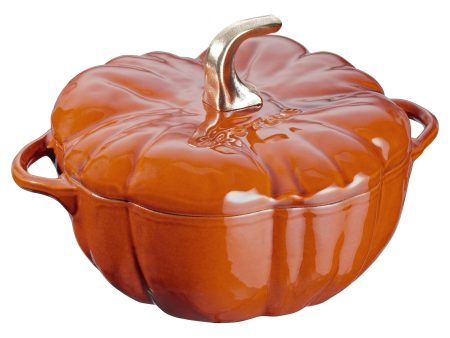 Staub Cast Iron Pumpkin Cocotte, Dutch Oven, 3.5-quart, serves 3-4, Made in France, Burnt Orange Hot on Sale