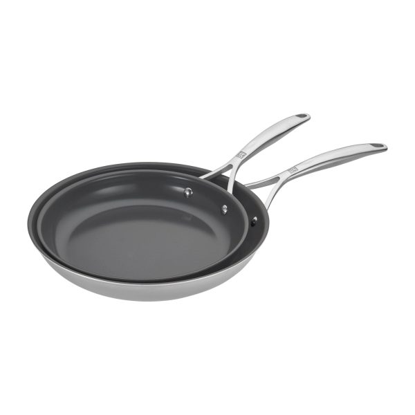 Zwilling Energy Plus 2-pc Stainless Steel Ceramic Nonstick 10-in & 12-in Fry Pan Set For Sale