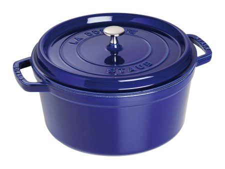 Staub Cast Iron 7-qt Round Cocotte - Dark Blue Discount