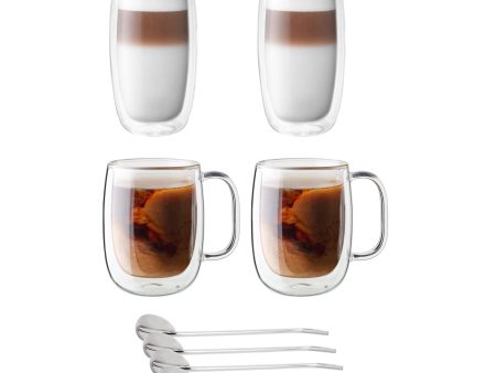 Zwilling Sorrento Double-Wall Coffee and Beverage 9-pc Glassware Set Cheap