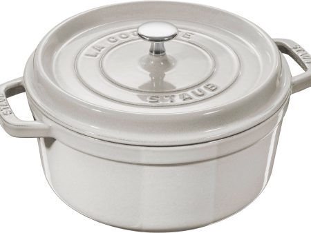 Staub Cast Iron 7-qt Round Cocotte - White Truffle For Cheap